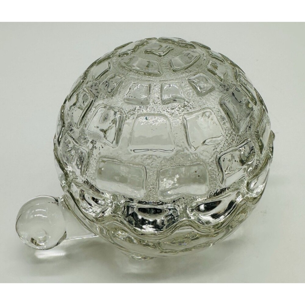 Anchor Hocking Turtle Covered Trinket Box Clear Glass Dish Jewelry Vintage USA - Picture 8 of 16